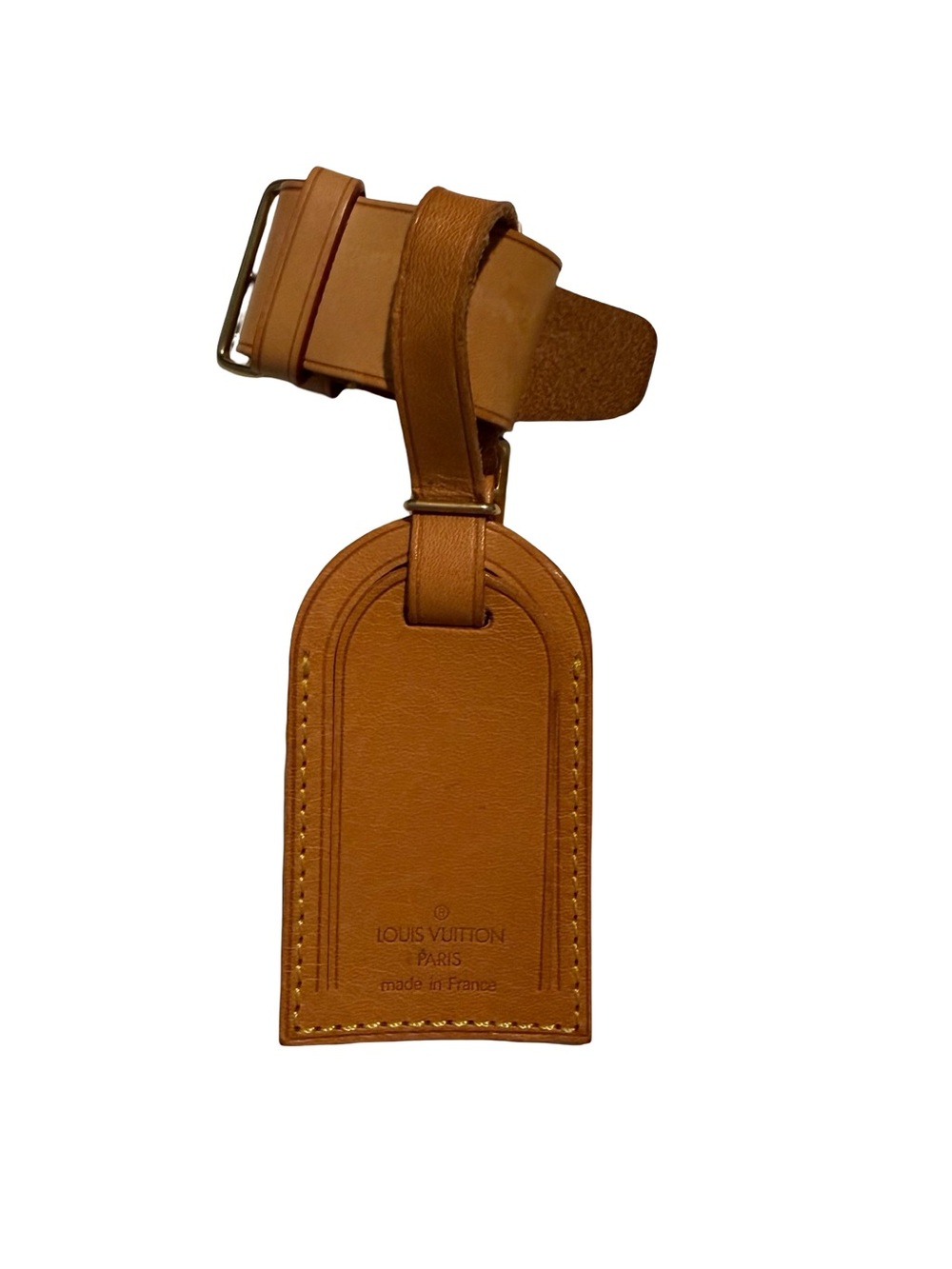 Louis Vuitton Brown Leather Luggage Tag with Strap